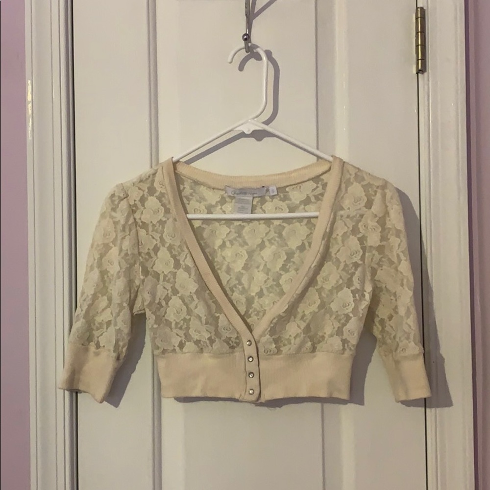 Cropped Lace Shrug Sweater
